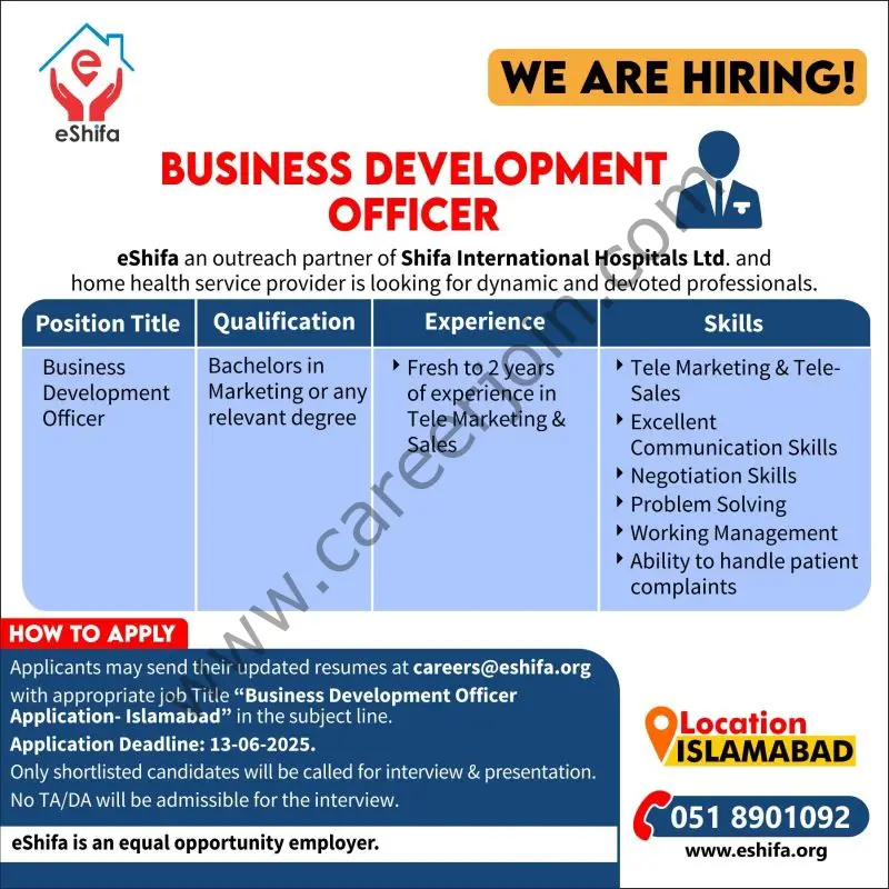 eShifa Jobs Business Development Officer 1