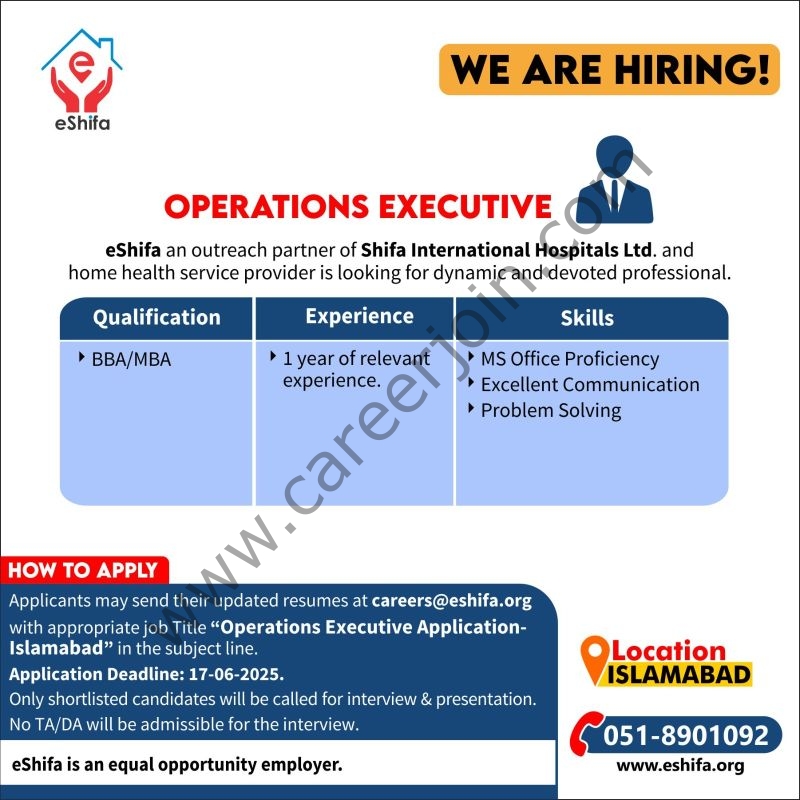 eShifa Jobs Operations Executive 1