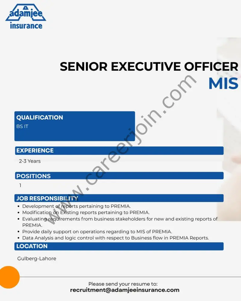 Adamjee Insurance Company Limited Jobs July 2025 2