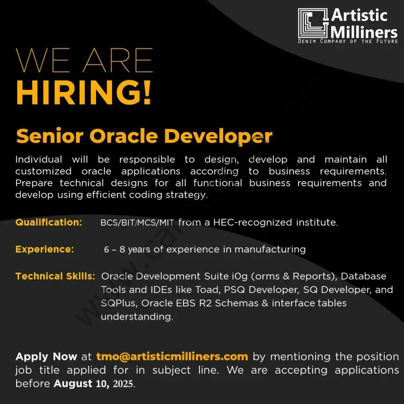 Artistic Milliners Pvt Ltd Jobs Senior Oracle Developer 1