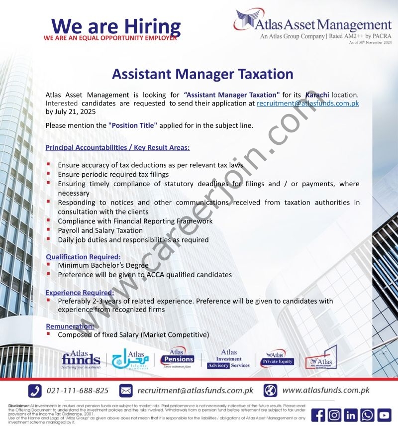 Atlas Asset Management Jobs Assistant Manager Taxation 1