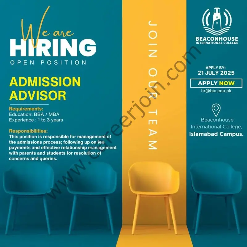 Beaconhouse International College BIC Jobs Admission Advisor 1