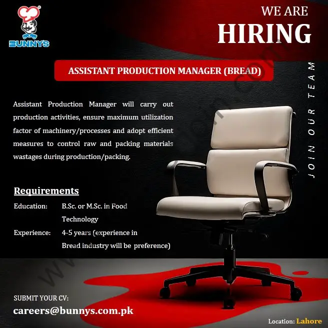 Bunny's Limited Jobs Assistant Production Manager Bread 1