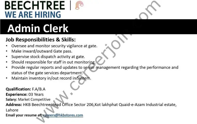 Beechtree Jobs Admin Clerk 1