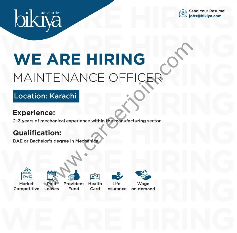 Bikiya Industries Pvt Ltd Jobs Maintenance Officer 1