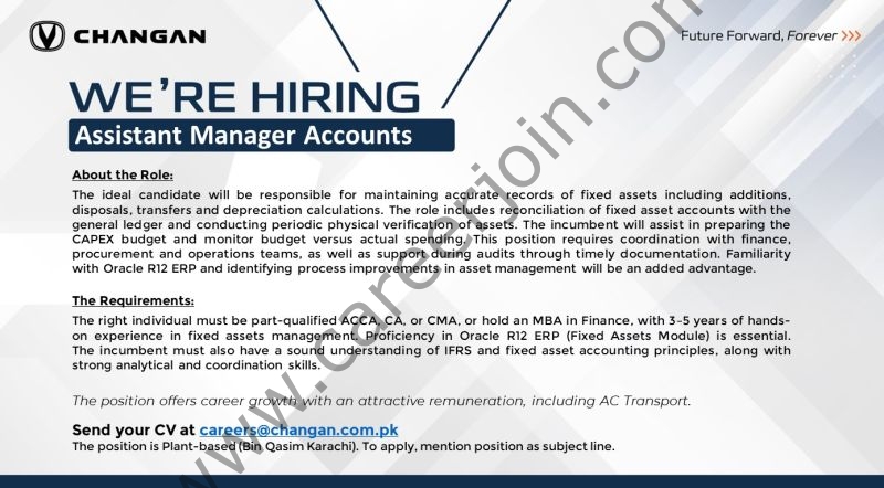 Changan Pakistan Jobs Assistant Manager Accounts 1