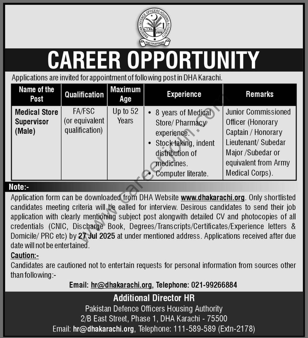 DHA Karachi Jobs 16 July 2025 Express 1