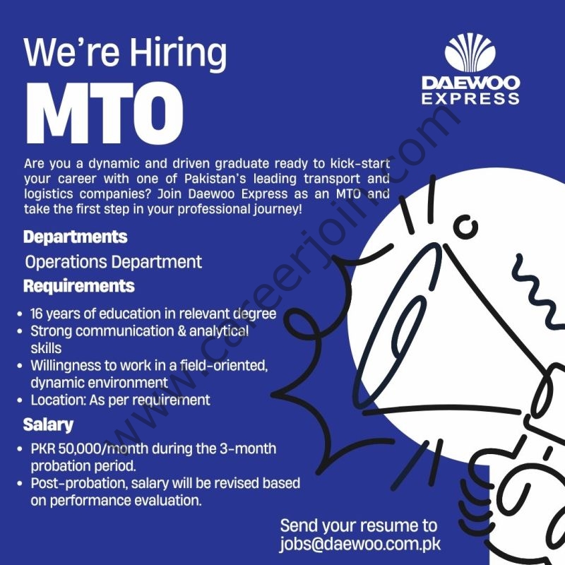 Daewoo Express Jobs MTO Operations 2