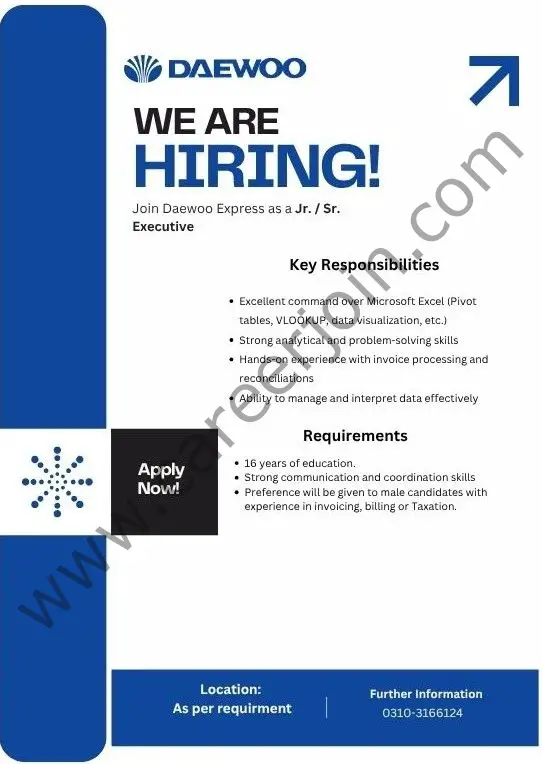Daewoo Pakistan Jobs Jr/Sr Executive 1