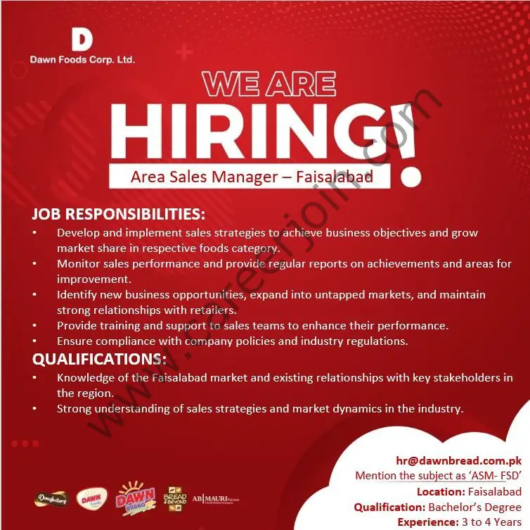 Dawn Foods Corporation Ltd Jobs Area Sales Manager 1