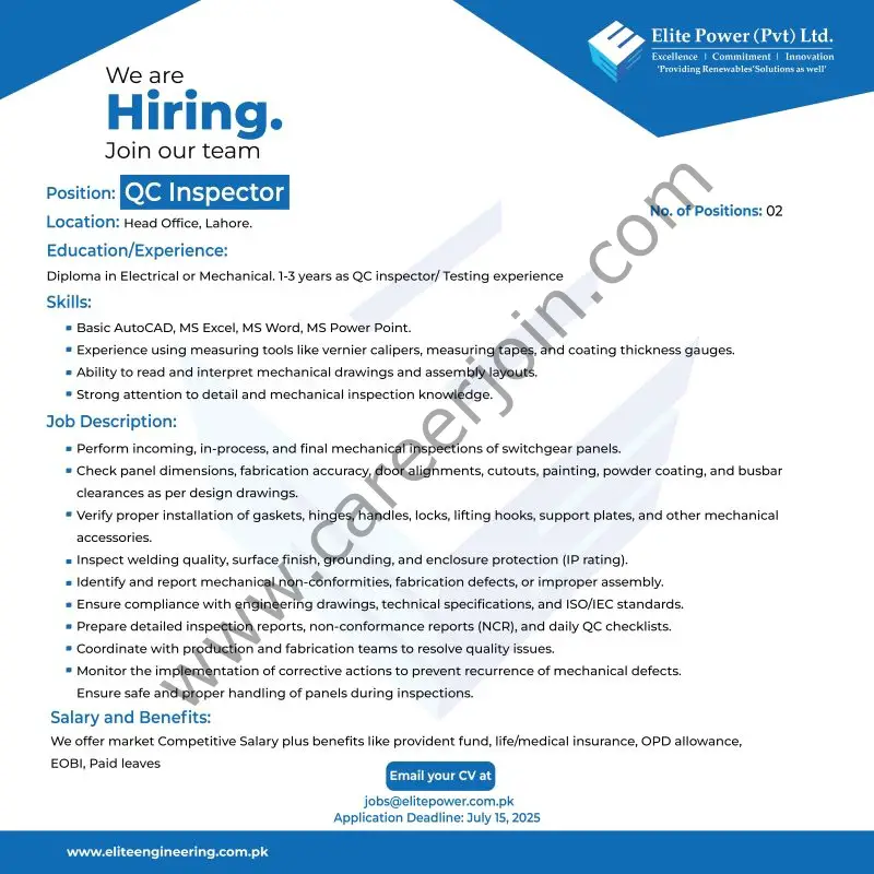 Elite Power Pvt Ltd Jobs July 2025 2