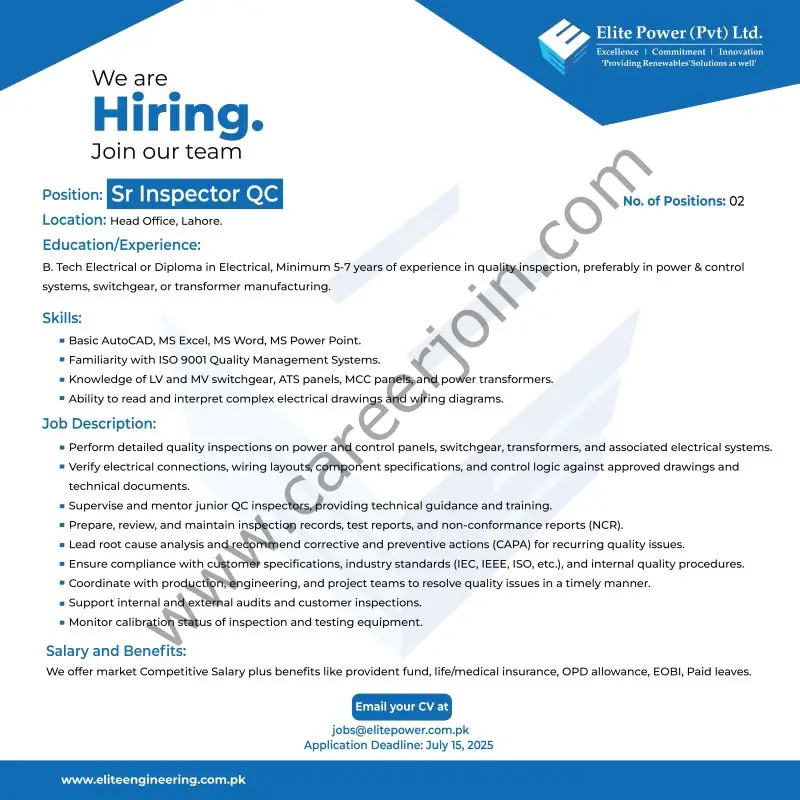 Elite Power Pvt Ltd Jobs July 2025 1