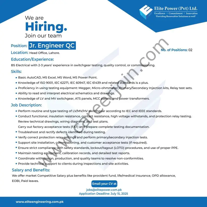 Elite Power Pvt Ltd Jobs July 2025 3
