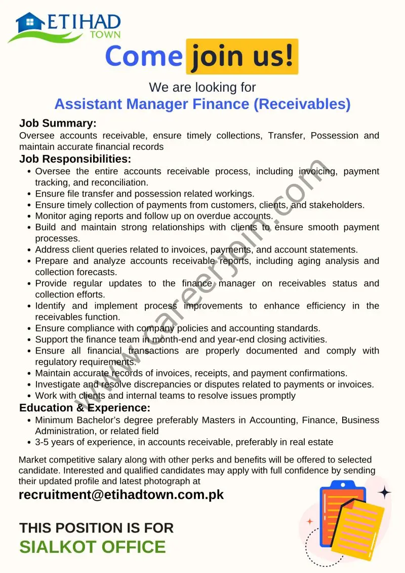 Etihad Town Jobs Assistant Manager Finance (Receivables) 1