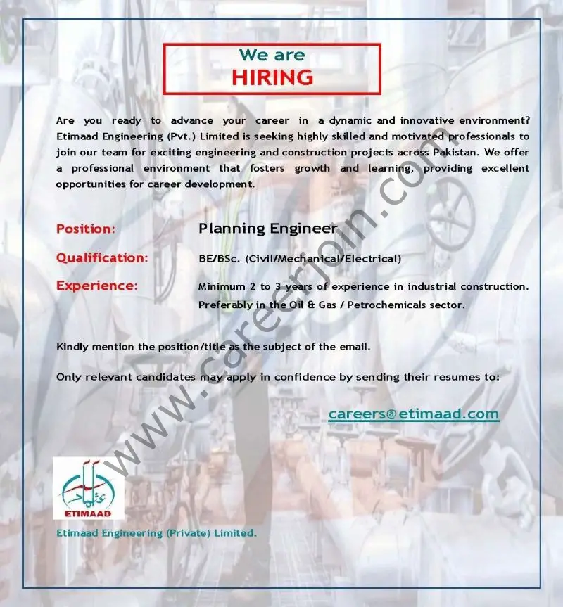 Etimaad Engineering Pvt Ltd Jobs August 2025 1