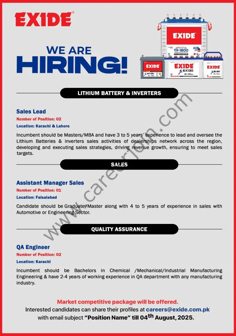 Exide Pakistan Jobs August 2025 1