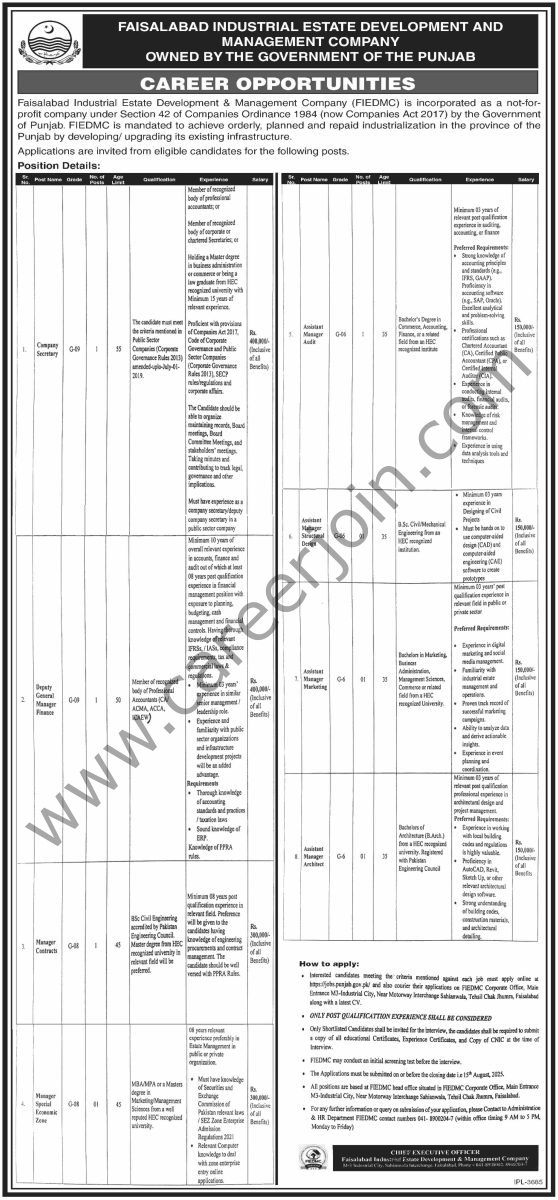 Faisalabad Industrial Estate Development & Management Co FIEDMC Jobs 25 July 2025 Dawn 1