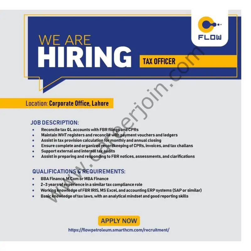 Flow Petroleum Pvt Ltd Jobs Tax Officer 1