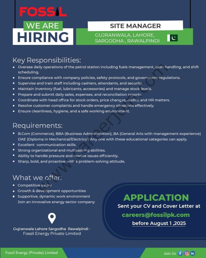 Fossil Energy Limited Jobs Site Manager 1