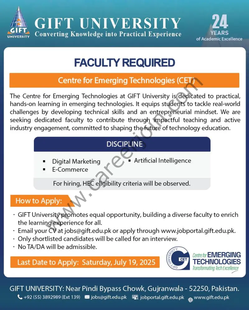 GIFT University Jobs July 2025 1