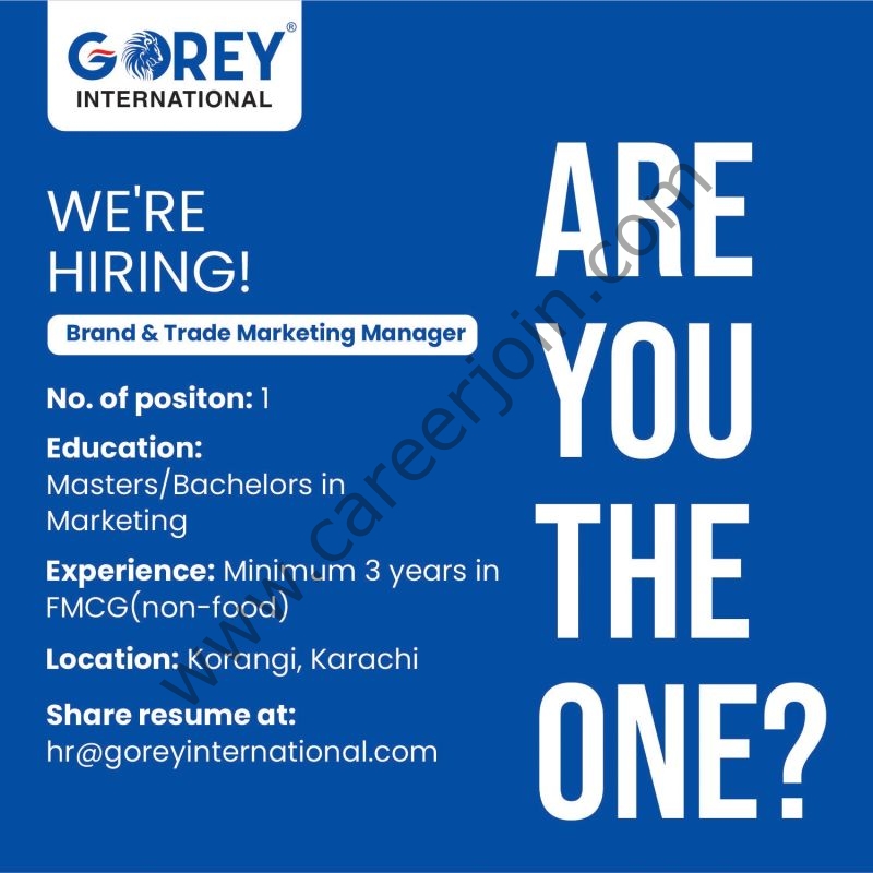 Gorey International Pvt Ltd Jobs Brand & Trade Marketing Manager 1