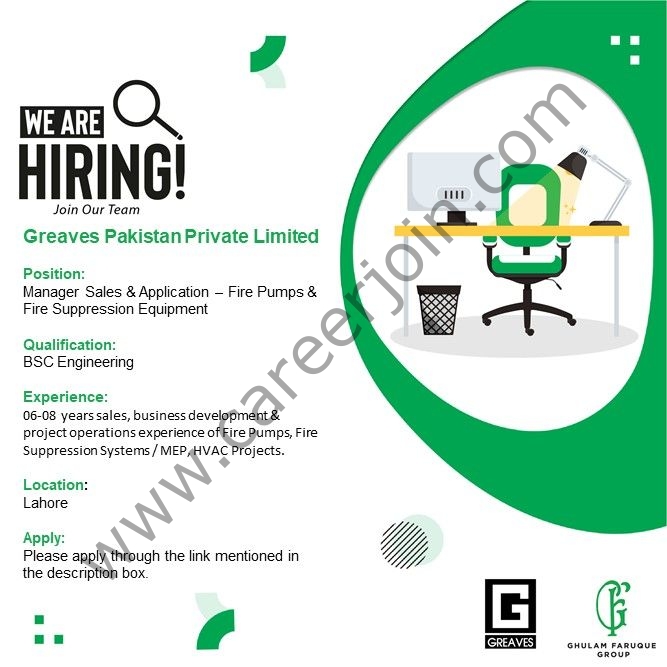 Greaves Pakistan Private Limited Jobs Manager Sales & Application 1
