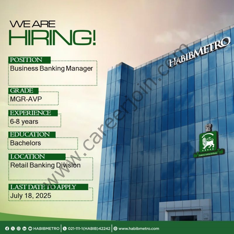 Habib Metropolitan Bank Jobs Business Banking Manager MGR AVP 1
