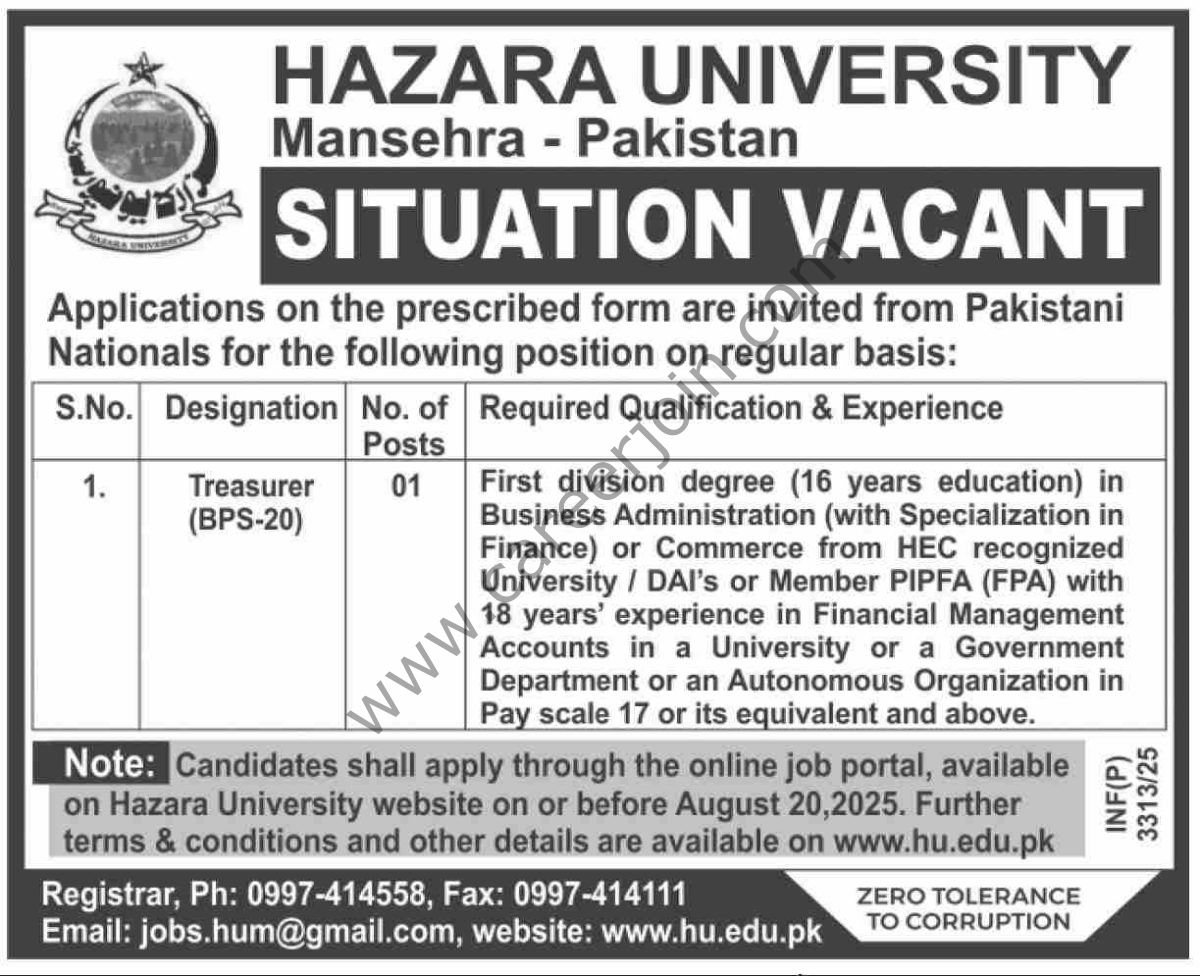 Hazara University Jobs 30 July 2025 Dawn 1