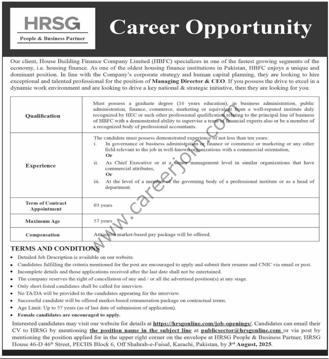 House Building Finance Co Ltd HBFC Jobs 20 July 2025 Dawn 1