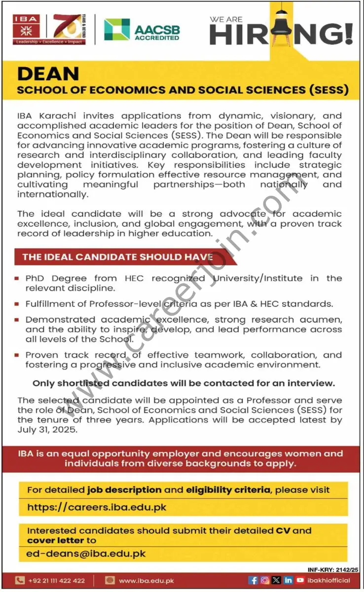 IBA Karachi Jobs 06 July 2025 Dawn 1