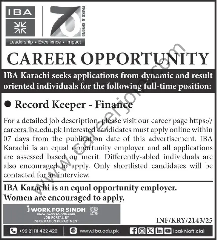 IBA Karachi Jobs 06 July 2025 Express Tribune 1