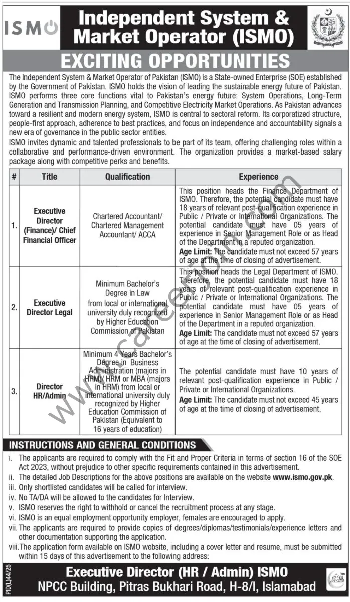 Independent System & Market Operator ISMO Jobs 06 July 2025 Express Tribune 1