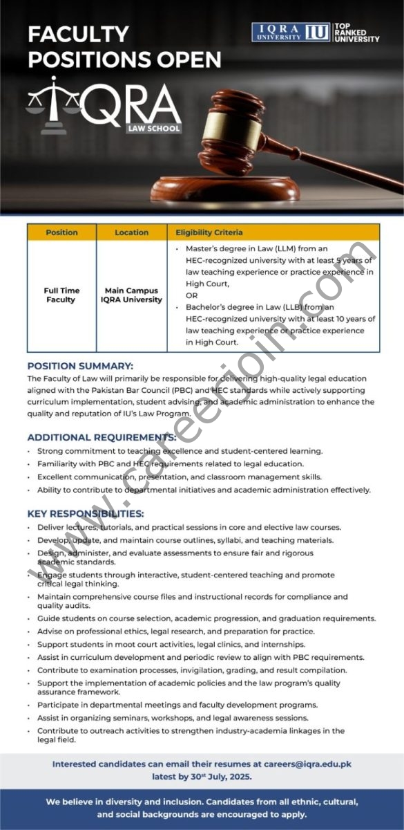 Iqra University IU Jobs July 2025 1