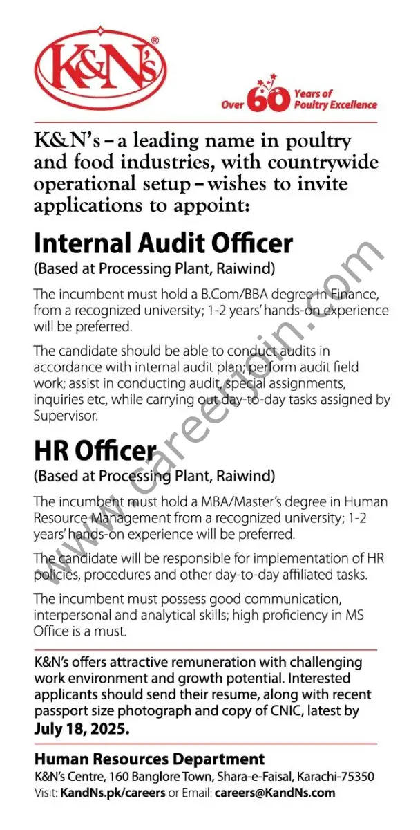 K&N’s Pakistan Jobs July 2025 1