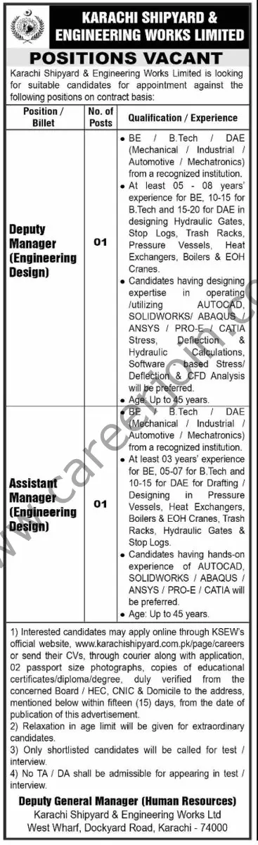 Karachi Shipyard & Engineering Works Ltd Jobs 27 July 2025 Dawn 1