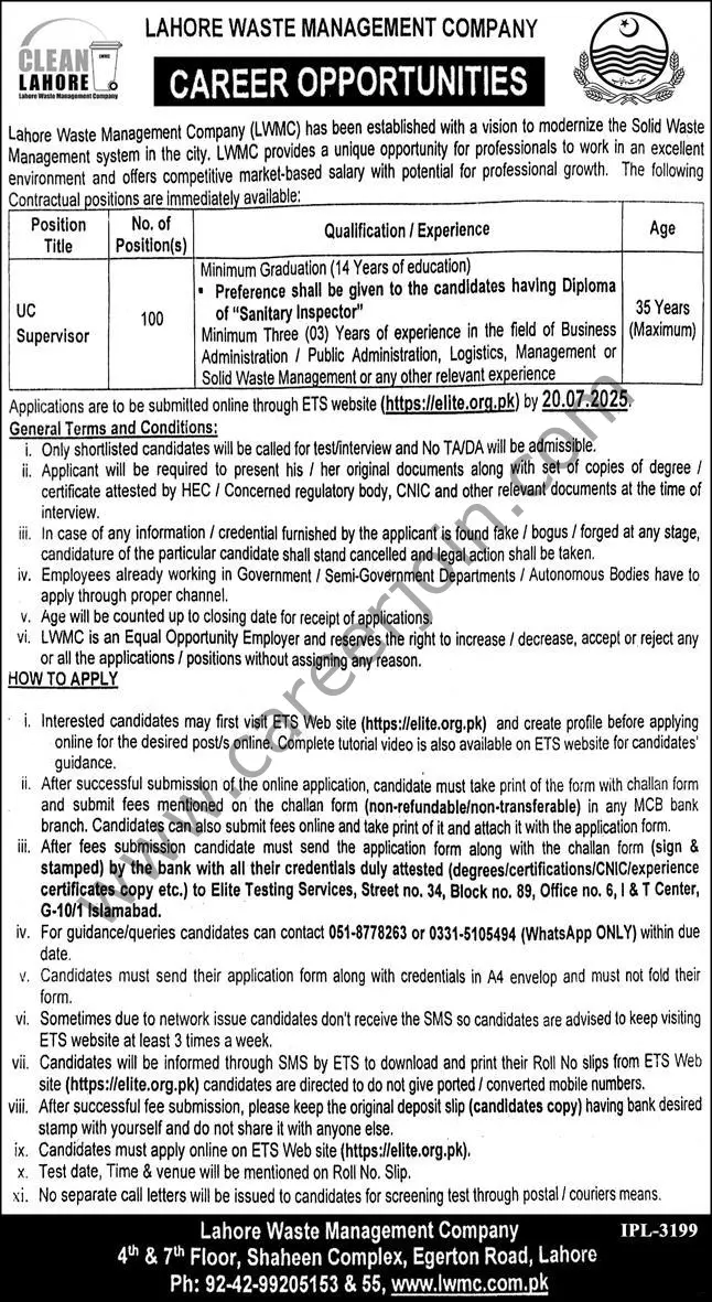 Lahore Waste Management Co LWMC Jobs 06 July 2025 Express 1
