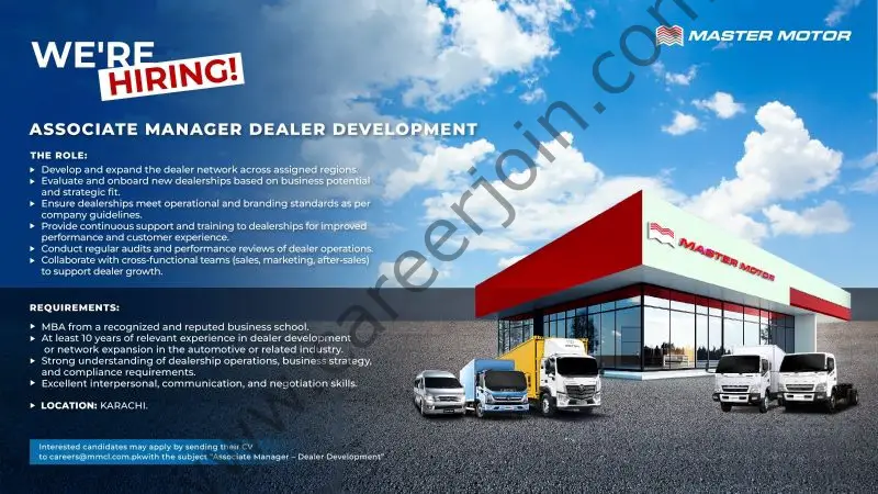 Master Motor Jobs Associate Manager Dealer Development 1