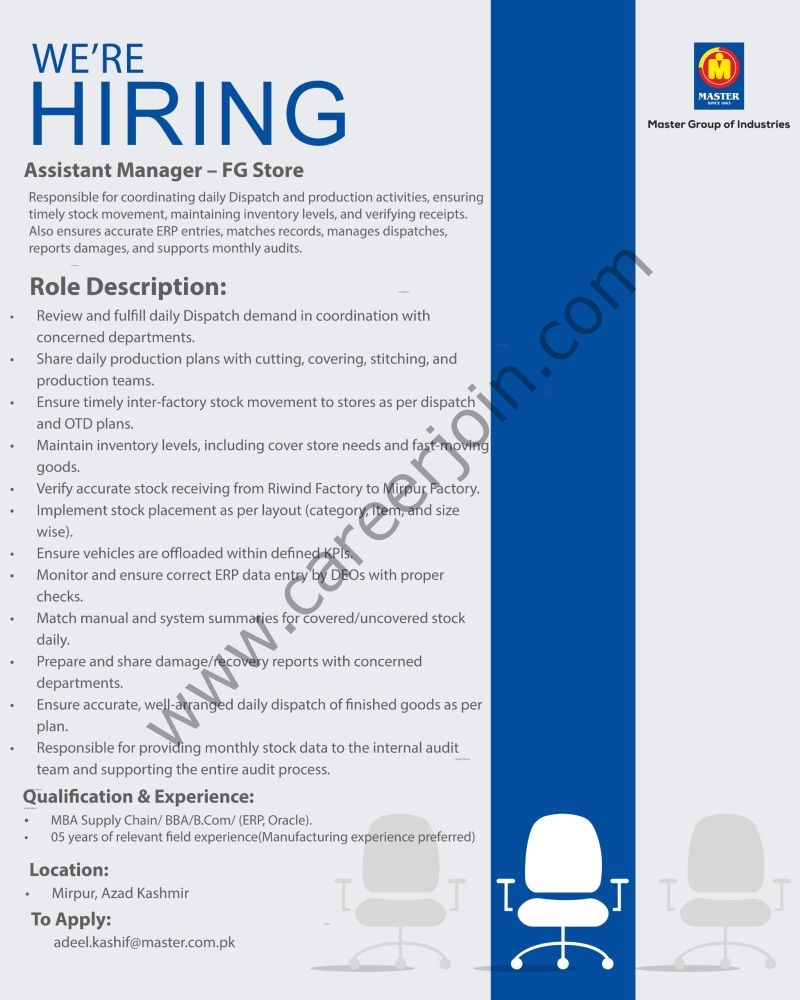 Master Group Of Companies Jobs Assistant Manager Finished Goods 1