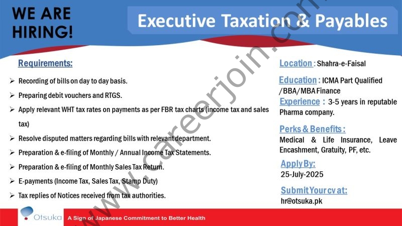 Otsuka Jobs Executive Taxation & Payables 1