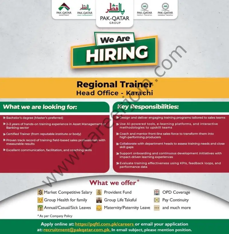 Pak Qatar Group Jobs Regional Trainer 1
