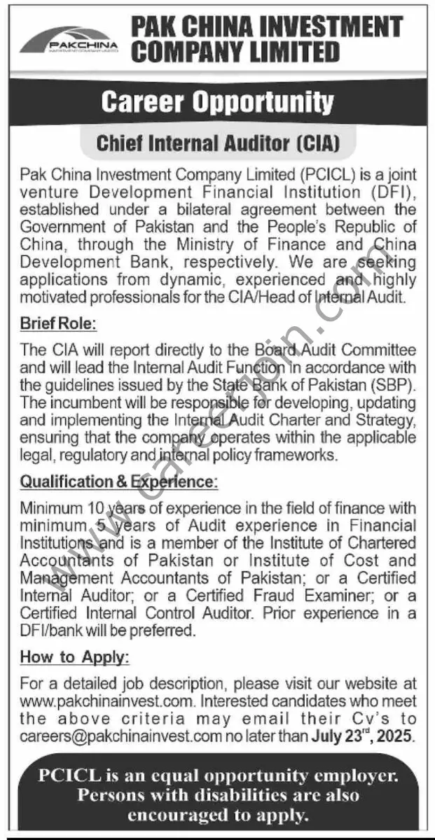 Pak China Investment Co Ltd Jobs 13 July 2025 Dawn 1