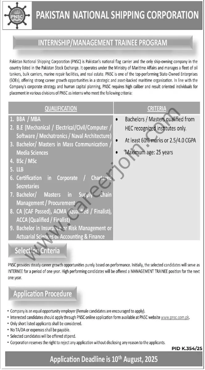 Pakistan National Shipping Corp PNSC Jobs 27 July 2025 Express Tribune 1
