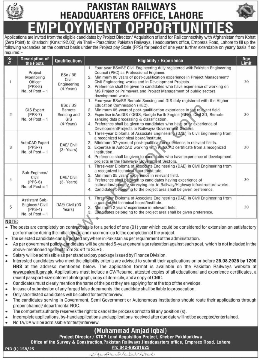 Pakistan Railways Jobs 23 July 2025 Dawn 1