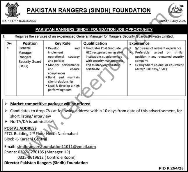 Pakistan Rangers (Sindh) Foundation Jobs 20 July 2025 Express 1