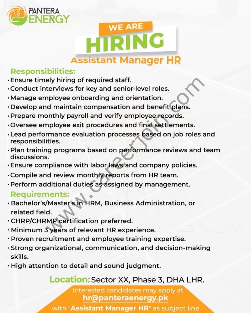 Pantera Energy Limited Jobs Assistant Manager HR 1