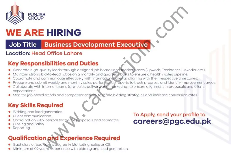 Punjab Group Jobs Business Development Executive 1