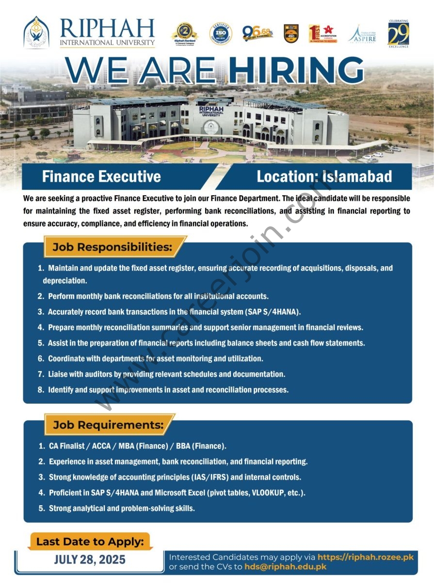 Riphah International University Jobs 23 July 2025 1