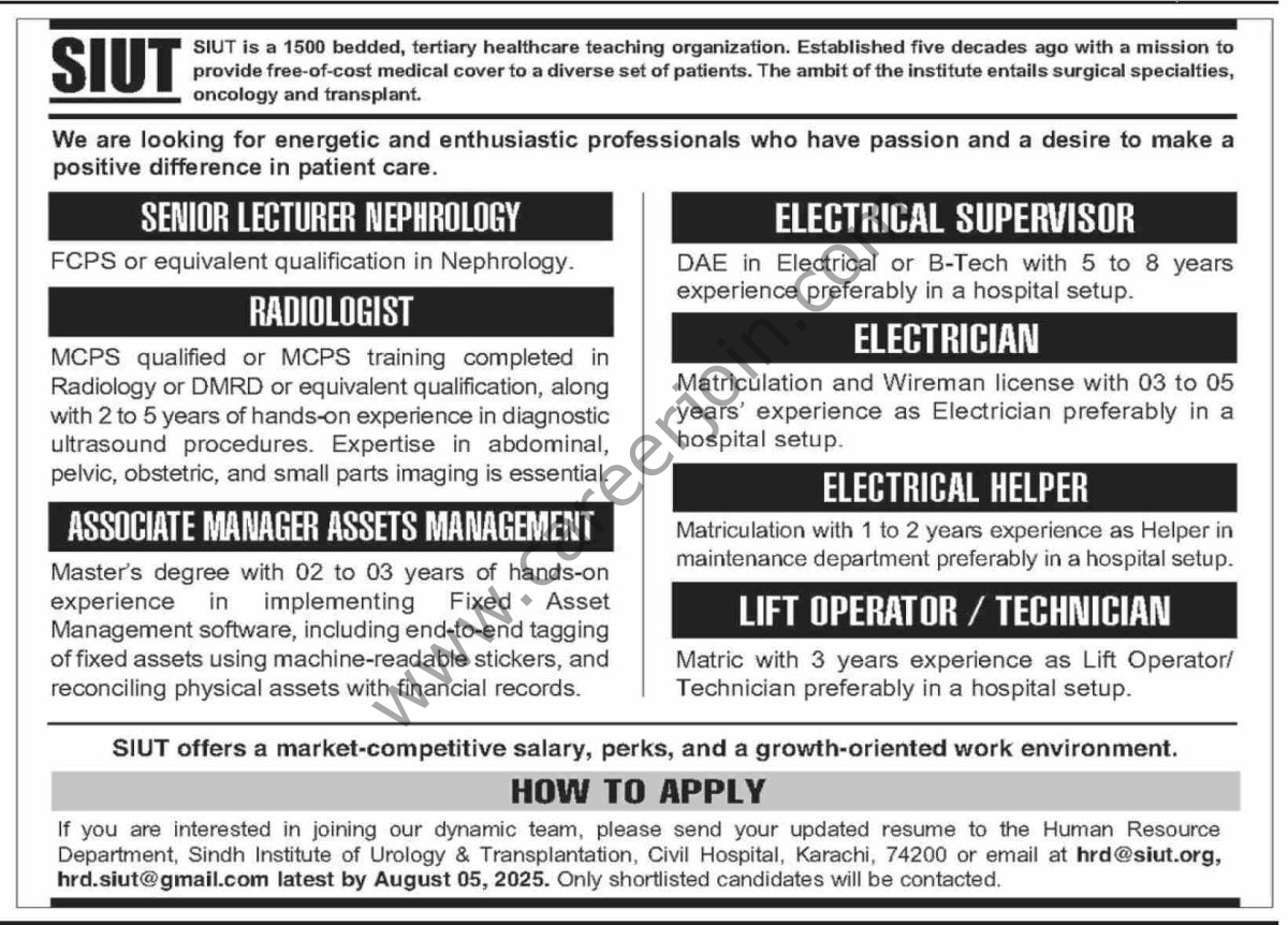 SIUT Jobs 20 July 2025 Dawn 1