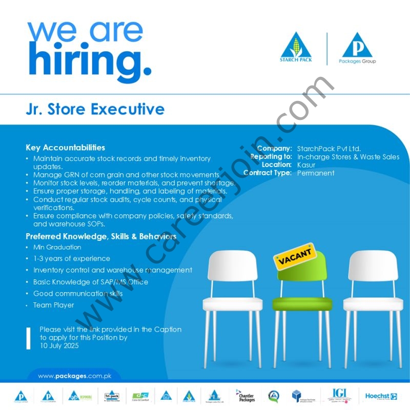 Starch Pack Pvt Ltd Jobs Jr Store Executive 1