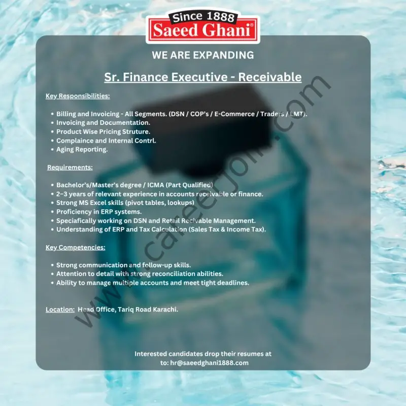 Saeed Ghani Jobs Sr Finance Executive Receivable 1